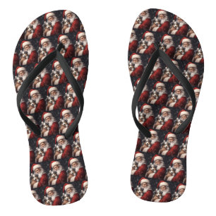 Australian Shepherd with Santa Claus Christmas  Jandals
