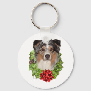 Australian Shepherd Wreath - Keychain