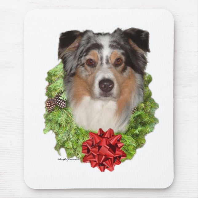Australian Shepherd Wreath Mouse Pad (Front)