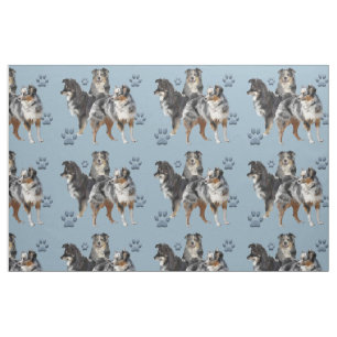 Australian Shepherds blue fabric