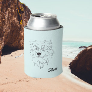 Australian Shepherds dog drawing Can Cooler