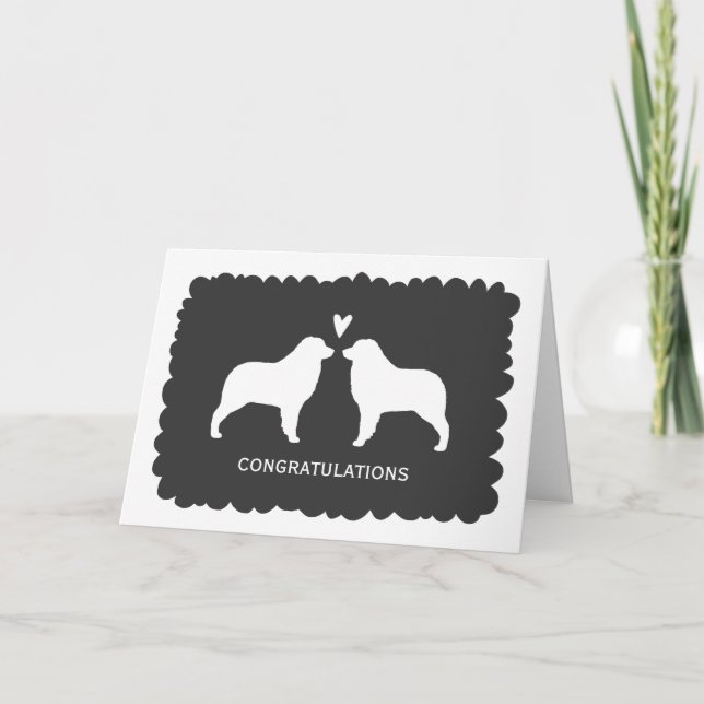 Australian Shepherds Wedding Congratulations Card (Front)