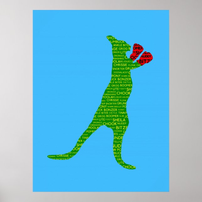 Australian Slang Boxing Kangaroo Poster (Front)