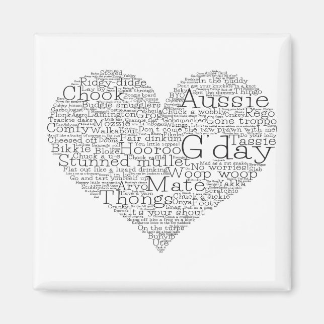 Australian slang heart magnet (Front)