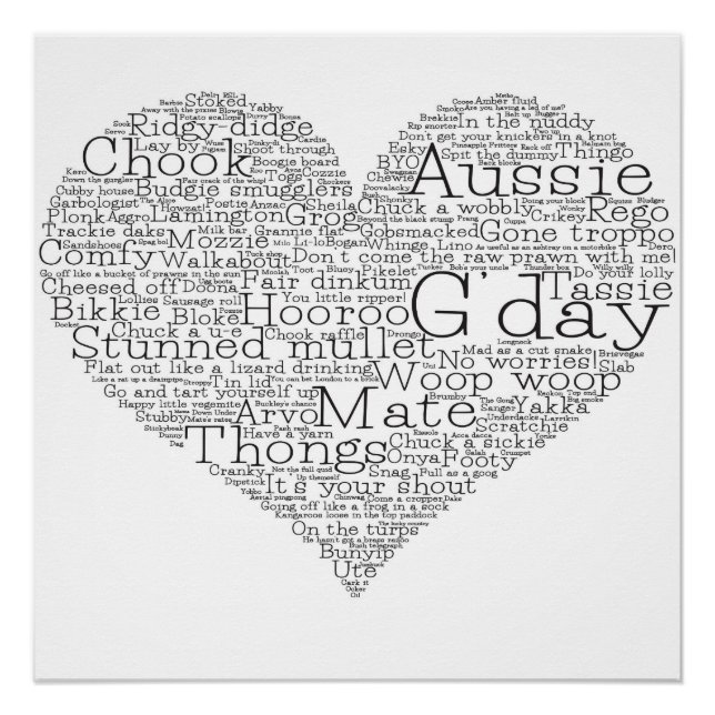 Australian slang heart poster (Front)