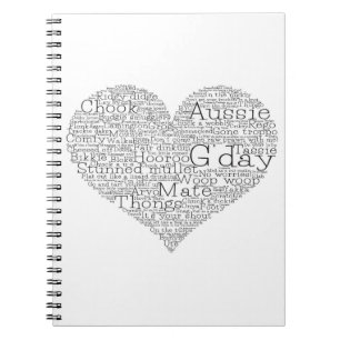 Australian slang heart spiral notebook