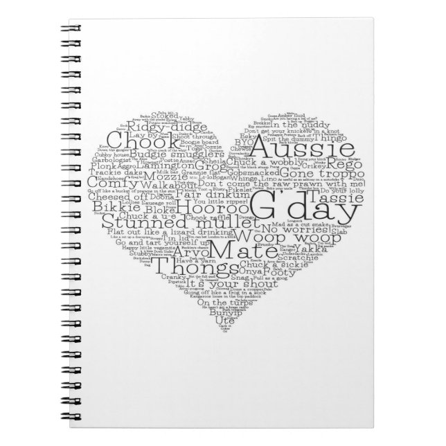 Australian slang heart spiral notebook (Front)