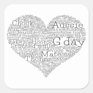 Australian slang heart square sticker