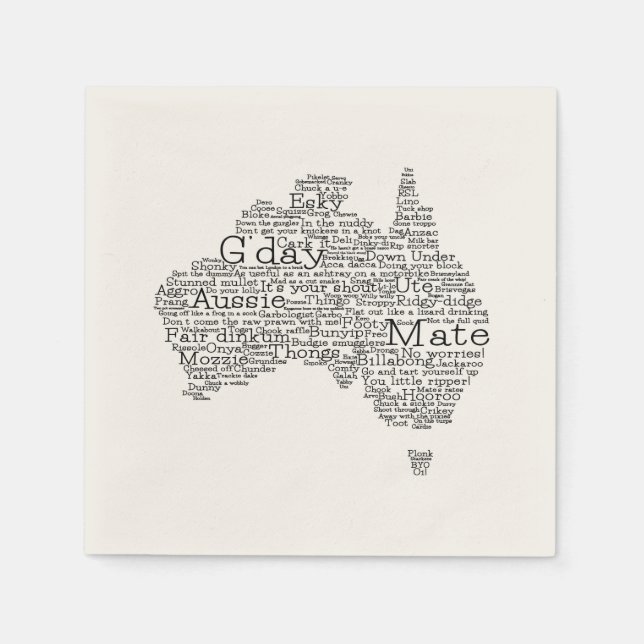 Australian slang map napkin (Front)