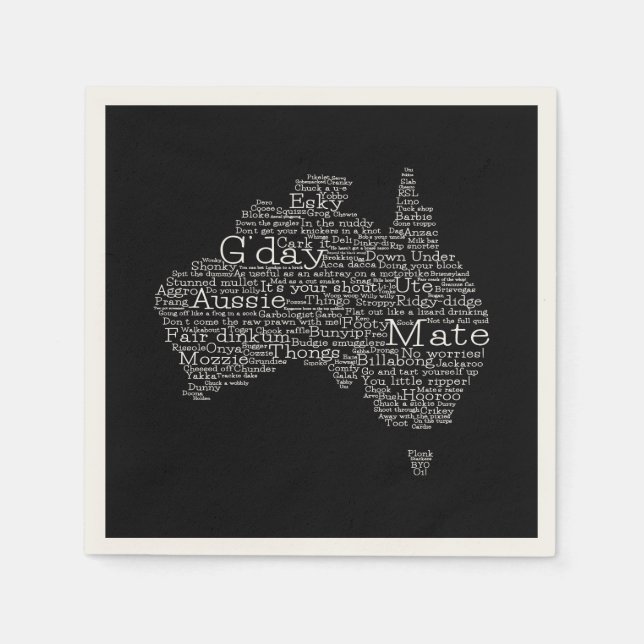 Australian slang map napkin (Front)