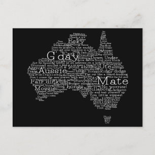 Australian slang map postcard
