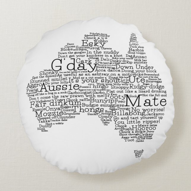 Australian slang map round cushion (Back)