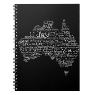 Australian slang map spiral notebook