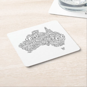Australian slang map square paper coaster