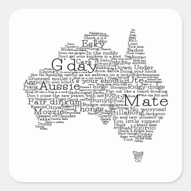 Australian slang map square sticker (Front)