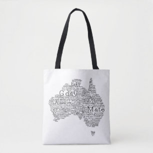 Australian slang map tote bag