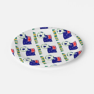 Australian Soccer Ball and Flag 1 Paper Plate