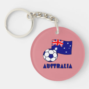 Australian Soccer Ball and Flag 2 Key Ring