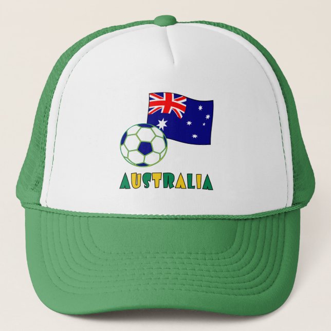 Australian Soccer Ball and Flag  Trucker Hat (Front)