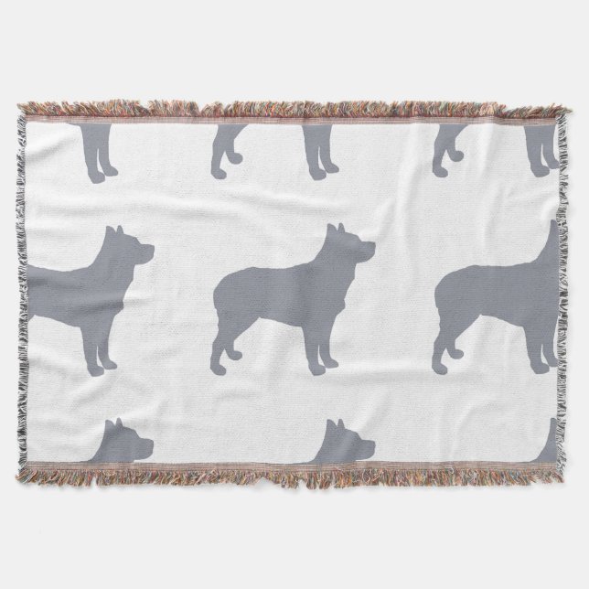 australian stumpy tail cattle dog silo blue.png throw blanket (Front)