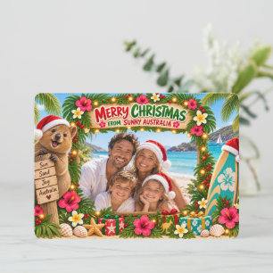 Australian Summer Christmas Quokka Beach Party Invitation