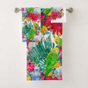 Australian Summer Tropical Parrot Pattern Bath Towel Set