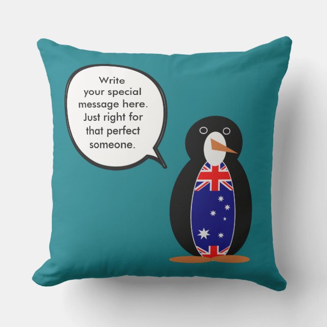 Australian Talking Ms Penguin Personalised  Cushion (Front)