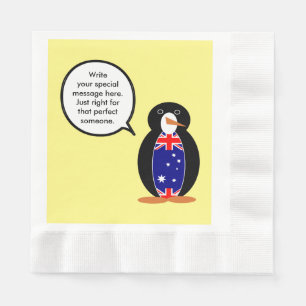 Australian Talking Ms Penguin Personalised Napkin