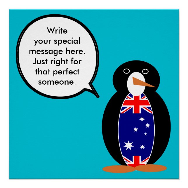 Australian Talking Ms Penguin Personalised  Poster (Front)