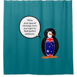 Australian Talking Ms Penguin Personalised  Shower Curtain