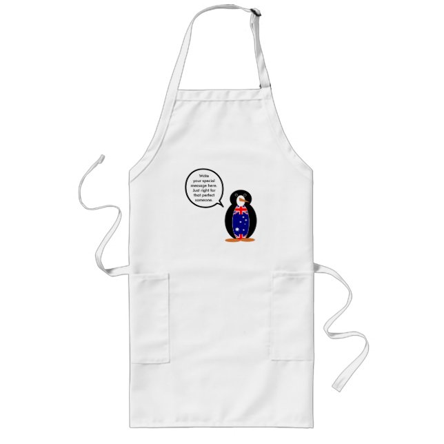 Australian Talking Ms Penguin Personalized  Long Apron (Front)