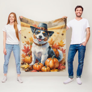 Australian Terrier Autumn Leaves Thanksgiving Art Fleece Blanket