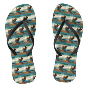 Australian Terrier Beach Surfing Painting  Jandals