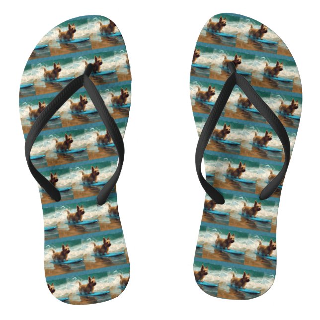Australian Terrier Beach Surfing Painting  Jandals (Footbed)