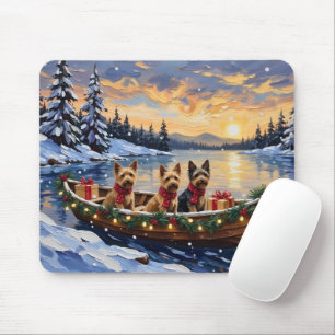 Australian Terrier Christmas Boat Holiday Mouse Pad