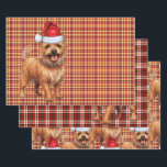 Australian Terrier Christmas Dog Red Plaid Wrapping Paper Sheet<br><div class="desc">An adorable Australian Terrier dog is ready for the holiday season with holiday hat. This cute Christmas dog is paired with a red and gold holiday plaid on this set of gift wrap for the dog lover.</div>