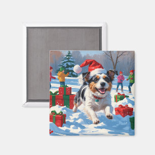 Australian Terrier Christmas Festive Snow Scene Magnet