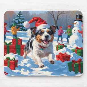 Australian Terrier Christmas Festive Snow Scene Mouse Pad