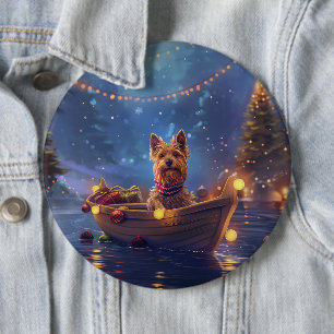 Australian Terrier Christmas Festive Voyage 6 Cm Round Badge