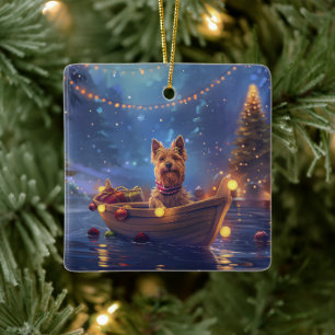 Australian Terrier Christmas Festive Voyage Ceramic Ornament