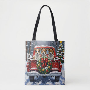 Australian Terrier Christmas Red Truck Holiday Tote Bag