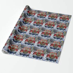 Australian Terrier Christmas Red Truck Holiday Wrapping Paper