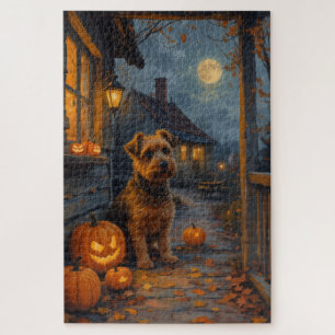 Australian Terrier Cosy Halloween Porch Art Jigsaw Puzzle
