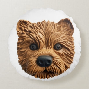 Australian Terrier Dog 3D Inspired Round Cushion