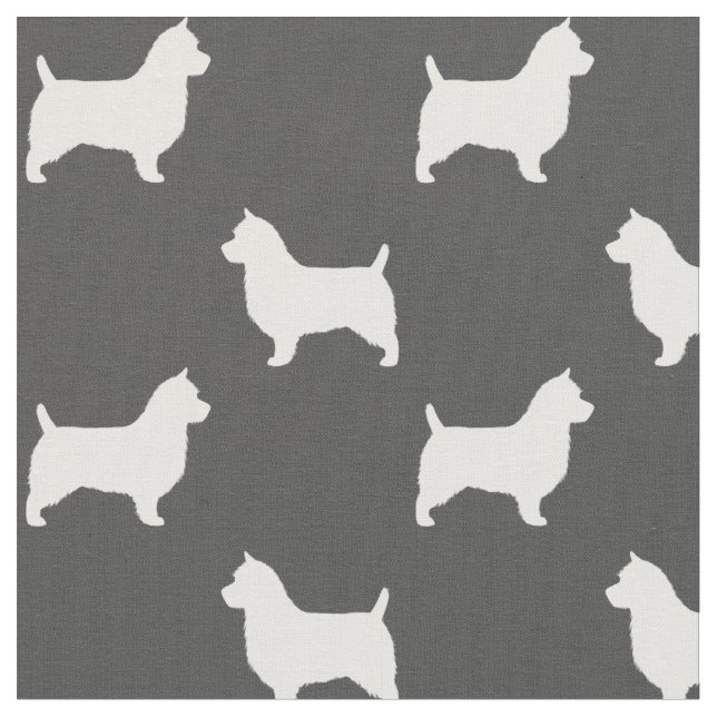 Australian Terrier Dog Breed Silhouettes Patterned Fabric (Close Up)