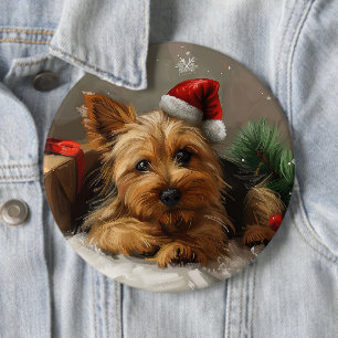 Australian Terrier Dog Christmas Festive 6 Cm Round Badge
