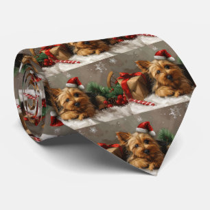 Australian Terrier Dog Christmas Festive Tie