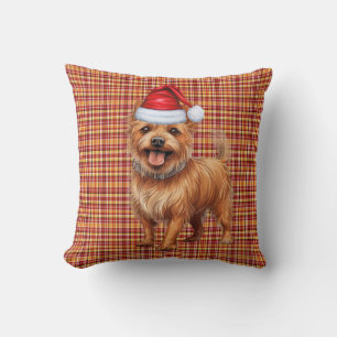 Australian Terrier Dog Red Plaid Christmas Holiday Cushion