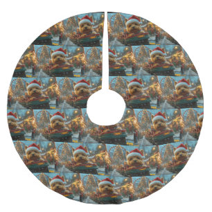 Australian Terrier Dog Roller Coaster Christmas Brushed Polyester Tree Skirt
