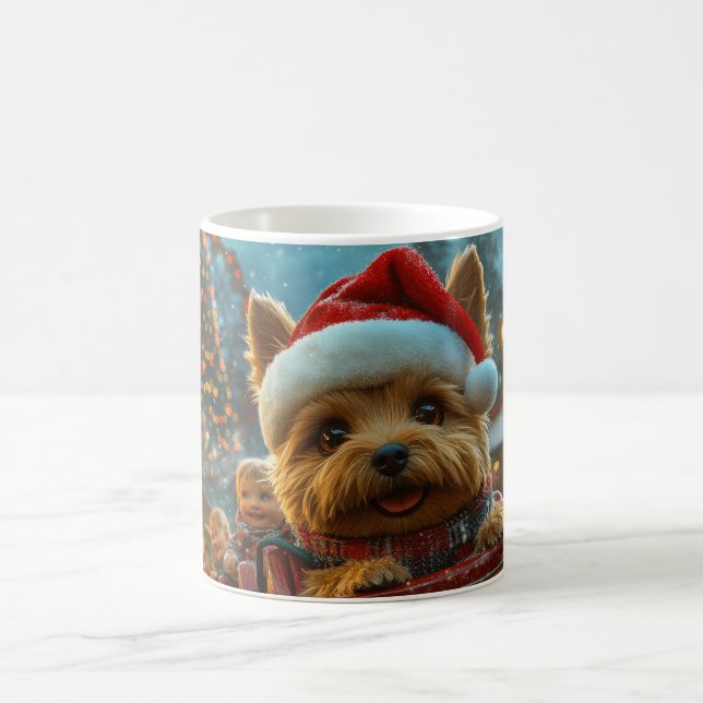 Australian Terrier Dog Roller Coaster Christmas Coffee Mug (Center)